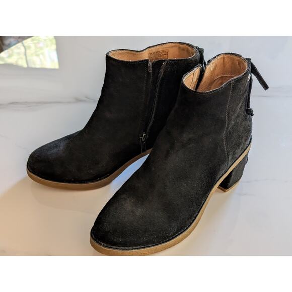 Ugg Australia Corinne Black Suede Back Stitch Heeled Ankle Boot Bootie Sz 8.5 - Picture 4 of 8